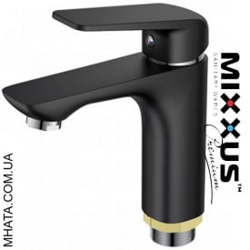 Змішувач для умивальника на гайці Mixxus Oregon Black (Chr-001)