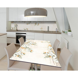Наклейка 3Д вінілова на стіл Zatarga «Квіткова рамка» 600х1200 мм для будинків, квартир, столів, кав'ярень.