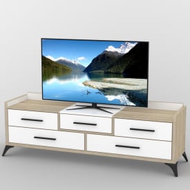 Тумба под телевизор Тиса Мебель ТВ-399 Дуб сонмоа Белый