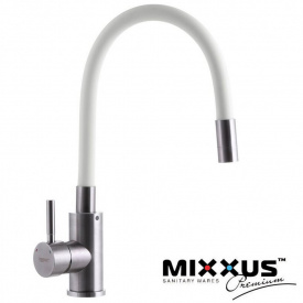 Смеситель для кухни Ухо MIXXUS Sus 011 White рефлекторный белый гусак (Chr-011), Польша (нержавеющая сталь)