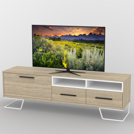 Тумба под телевизор Тиса Мебель ТВ-368 Дуб сонмоа Белый