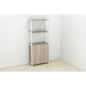 Этажерка 3/60 Ferrum-decor Серии Конект с тумбой 144x60x28 Белый ДСП Сонома Трюфель (FD1032)