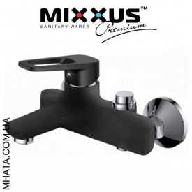 Смеситель для ванны короткий нос Mixxus Nevada Black Euro переключение на кнопке Chr-009