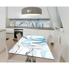 Наклейка 3Д виниловая на стол Zatarga «Бирюзовые волны» 650х1200 мм для домов, квартир, столов, кофейн, кафе