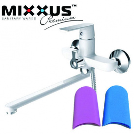 Змішувач для ванни довгий ніс MIXXUS Tiger EURO White білий Chr-006