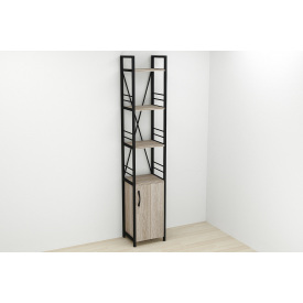 Этажерка 4/34 Ferrum-decor Серии Конект с тумбой 179x34x28 Черный ДСП Сонома Трюфель (FD1046)