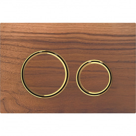 Клавиша смыва Geberit Sigma21 двойной смыв цвет металлический латунь и натуральное дерево черный орех 115.652.JX.1