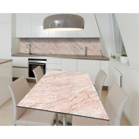 Наклейка 3Д виниловая на стол Zatarga «Пудровый мрамор» 650х1200 мм для домов, квартир, столов, кофейн, кафе