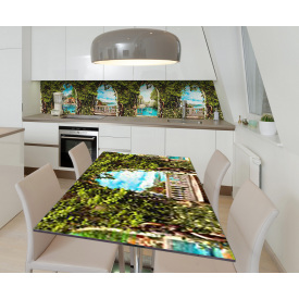 Наклейка 3Д вінілова на стіл Zatarga «Занедбаний дворик» 600х1200 мм для будинків, квартир, столів, кав'ярень,