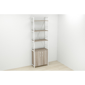 Этажерка 4/60 Ferrum-decor Серии Конект с тумбой 179x60x28 Белый ДСП Сонома Трюфель (FD1074)