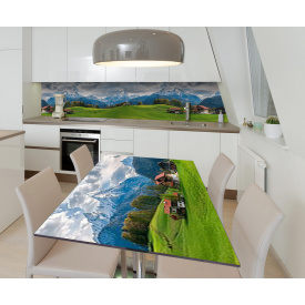 Наклейка 3Д виниловая на стол Zatarga «Швейцарская идилия» 600х1200 мм для домов, квартир, столов, кофейн,