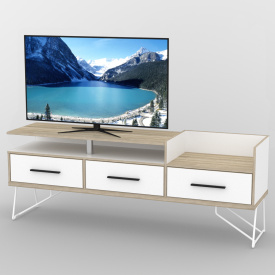Тумба под телевизор Тиса Мебель ТВ-346 Дуб сонмоа Белый