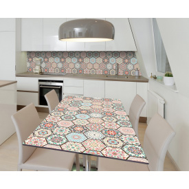 Наклейка 3Д виниловая на стол Zatarga «Азулежу чешуя» 600х1200 мм для домов, квартир, столов, кофейн, кафе