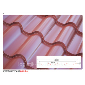 Металочерепиця Гранда Ламалинда 0,45 мм поліестер (US Steel, Словаччина)