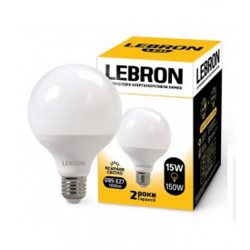 LED лампа LEBRON L-G95 15W Е27 4100K 1350Lm угол 240°