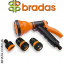 Пістолет для поливу пластиковий BRADAS ECO-4440-SET, 7 режимів з комплектом арматури Михайлівка