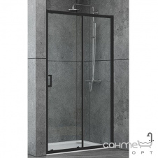 Душові двері в нішу Dusel EF185B Black Matt 140x190 профіль чорний / прозоре скло