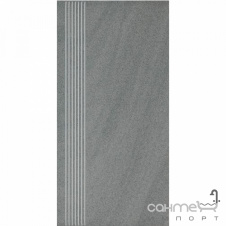 Плитка напольная ступень с прорезями Paradyz Arkesia Grigio Stopnica Prosta Mat. 29,8X59,8