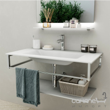 Консоль подвесная с полотенцедержателем для раковины Marsan Quadro 1100 хром