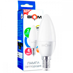 Світлодіодна лампа BIOM BT-549 C37 4W E14 Свічка 3000K Львів