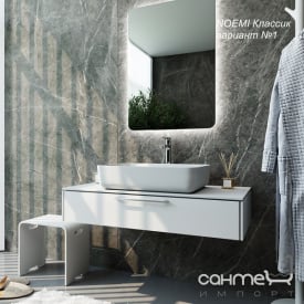 Підвісна тумба зі стільницею під раковину Marsan NOEMI 900 Класик варіант 1 білий акрил раковина на стільниці по центру