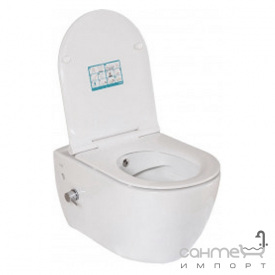 Безободковый підвісний унітаз з функцією біде і сидінням softclose дюропластів CeraStyle City ОР0002444 білий