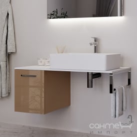 Консоль для раковины с тумбой и столешницей из акрилового камня Marsan Oscar 1000 левая черный глянцевый