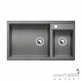 Гранитная кухонная мойка на полторы чаши Blanco Metra 9 Silgranit 525936 левая черная