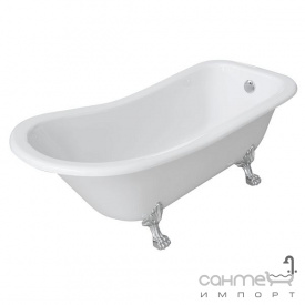 Акрилова ванна на левових срібних ніжках Volle біла (12-22-706)