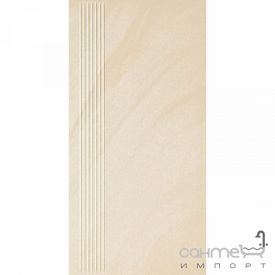 Плитка напольная ступень с прорезями Paradyz Arkesia Bianco Stopnica Prosta Mat. 29,8X59,8