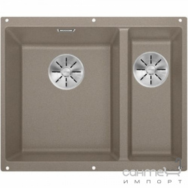 Гранитная кухонная мойка на полторы чаши Blanco Subline 340/160-U Silgranit 523549 левая, темная скала