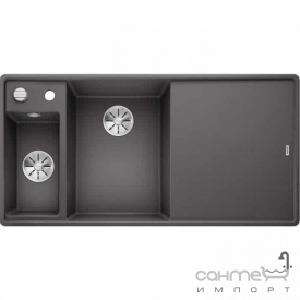 Кухонная мойка на полторы чаши с сушкой+доска ясень Blanco Axia III 6 S-F Silgranit PuraDur 524665 левая, алюметаллик