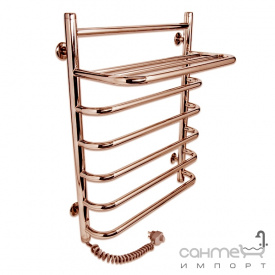 Полотенцесушитель электрический Laris Стандарт с полкой П7 500х660 бронза подключение слева