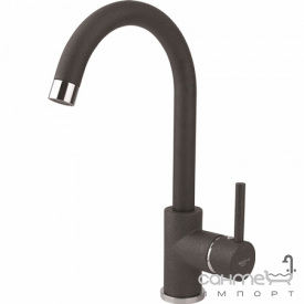 Гранітний змішувач для кухні високий & quot; дуга & quot; AquaSanita 5523-601 чорний металік