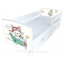 Ліжко дитяче з бортиком для хлопчиків літак 170x80 см Kinder Cool