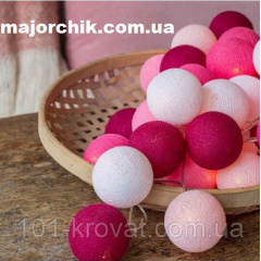 Гірлянда кульки бавовняні 20 шт в лінію 3,8 м на батарейках Фастів