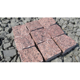 Колото пиленая брусчатка карандаш 100х100х50 мм красная Житомирского месторождения