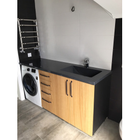 Умывальник R&D со столешницей над стиральной машиной из искусственного камня 35х500х1750 мм черный
