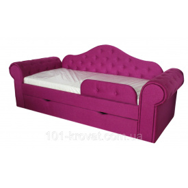 Кровать диван Мелани с выездным ящиком с защитным бортиком розовая