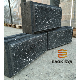 Блок колотий "Рваний камінь" екстра чорний 90х190х390 мм