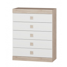 Высокий комод на 5 ящиков Эверест Соната-2 сонома + белый