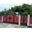 Ворота кованые с профнастилом с ростительным орнаментом Legran Вишневое