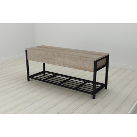 Банкетка с ящиком Ferrum-decor Дрейк 1 550x1000x400 металл Черный ДСП Сонома Трюфель 16 мм (DRE0005)