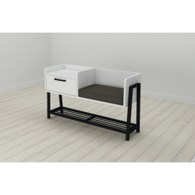 Банкетка с тумбочкой Ferrum-decor Бланка 540x1000x320 металл Черный ДСП Белое 16 мм (BLA0001)