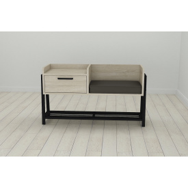 Банкетка с тумбочкой Ferrum-decor Бланка 540x1000x320 металл Черный ДСП Сонома 16 мм (BLA0004)