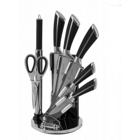 Набор кухонных ножей Edenberg на крутящейся подставке 9в1 Серебристо-черный (EB-3611)