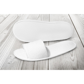 Одноразовые Luxyart махровые тапочки для отелей открытые 100 шт Белый (ZF-034)