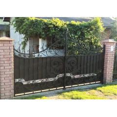 Ворота кованые прочные распашные металлические закрытые симметрические Legran Чернигов