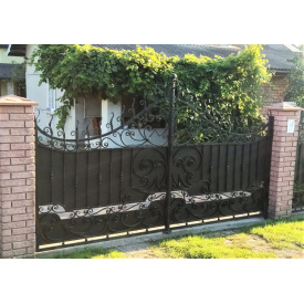 Ворота кованые прочные распашные металлические закрытые симметрические Legran