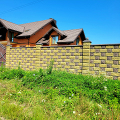 Блок декоративний рваний камінь для стовпа 300х400 мм жовтий Київ